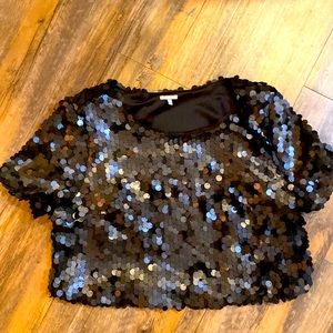 Charlottes Russe XL sequin black crop top